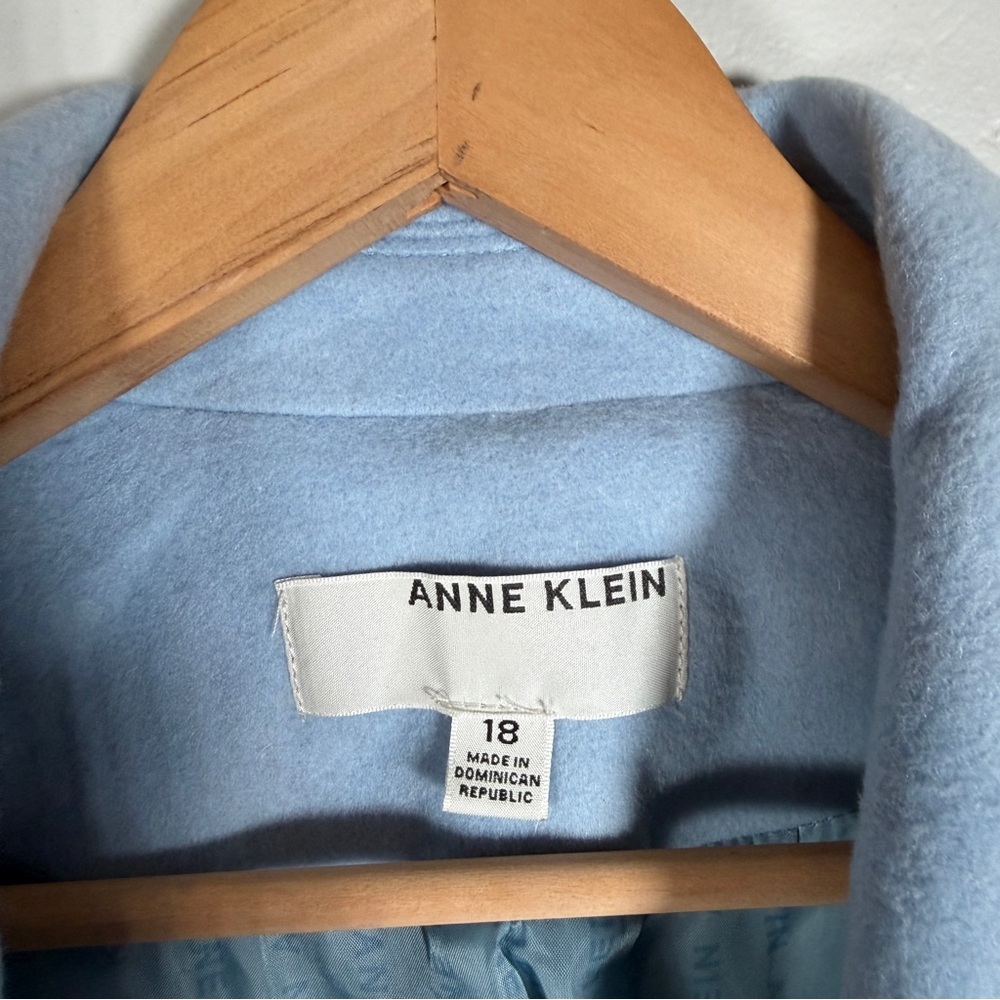 Anne Klein Single-Breasted Tailored Overcoat Womens Plus Sz 18 Pastel Blue Class - Picture 3 of 12